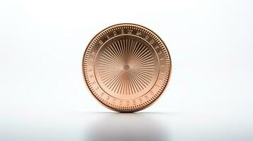 AI generated close-up Photo of a coin isolated on white background. Generative AI