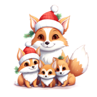 AI generated Cute Christmas Fox Clipart is a great choice for creating cards, invitations, party supplies and decorations. AI generated. png