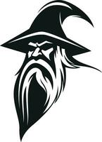 antiguo sabio negro y blanco mago clásico vector logo