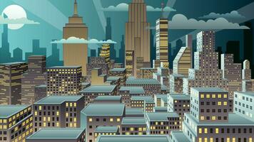 paysage urbain nuit animation video