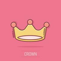 icono de diadema de corona de dibujos animados vectoriales en estilo cómico. pictograma de ilustración de corona de realeza. rey, concepto de efecto de salpicadura de negocios de realeza princesa. vector