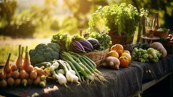 AI generated A bounty harvest of organic vegetables. Generative AI photo