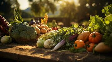 AI generated A bounty harvest of organic vegetables. Generative AI photo