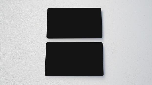 3D rendered Business card mock up with front and back. Empty mockup for Presentation on isolated Light Grey background photo