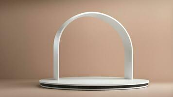 AI generated a white arch shaped object on a table photo