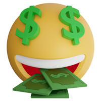 Money emoji clipart flat design icon isolated on transparent background, 3D render emoji and emoticon concept png