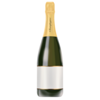 Champagne bottles that are opened for New Year's celebrations and parties. png