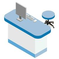 Isometric Computer Desk Vector