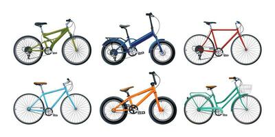 Set of bicycles in various types. Vector illustration