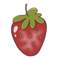 Cartoon clip art fruit strawberry with leaves PNG