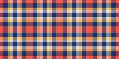 Print texture plaid seamless, famous textile check background. November tartan fabric pattern vector in red and orange colors.