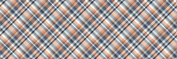 Blanket textile fabric background, endless seamless texture vector. Net tartan plaid check pattern in pastel and orange colors. vector