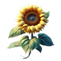 AI generated sunflower plant isolated on transparent background. AI Generated png