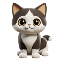 ai généré une mignonne dessin animé chat 3d isolé sur transparent Contexte. ai généré png