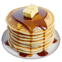 AI generated Pancakes with syrup and butter isolated on transparent background. AI Generated png