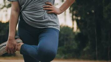 Exercise and healthy concept, Young asian runner woman running in the park in sportswear morning time, selective focus video