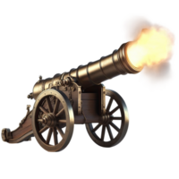 AI generated Medieval canon firing isolated on transparent background. AI Generated png