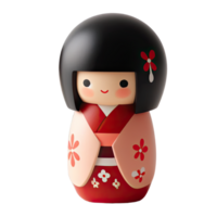 AI generated Japanese doll kokeshi isolated on transparent background. AI Generated png