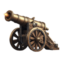 AI generated Medieval canon firing isolated on transparent background. AI Generated png