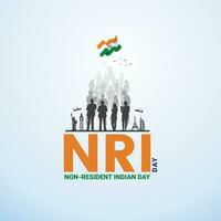 Non-Resident Indian Day Design for Banner, Poster, Web, Social Media - Pravasi Bharatiya Divas - Meaning Non-Resident Indian Day. Editable illustration design for NRI We are proud of our NRI, Jai Hind vector