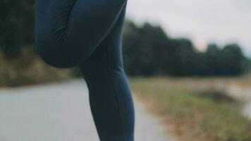 exercício e saudável conceito, jovem ásia corredor mulher corrida dentro a parque dentro roupa de esporte manhã tempo, seletivo foco video