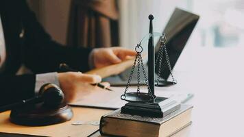 Mediation client meeting lawyer consulting government help, Businessman and Male lawyer or judge consult having team meeting with client, Law and Legal services concept. video
