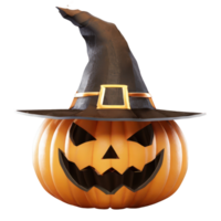 AI generated Pumpkin for halloween with a witches hat isolated on transparent background. AI Generated png