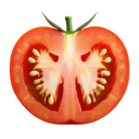 ai generiert Tomate Hälfte Schnitt isoliert auf transparent Hintergrund. ai generiert png