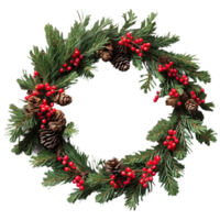 AI generated christmas garland with pine isolated on transparent background png