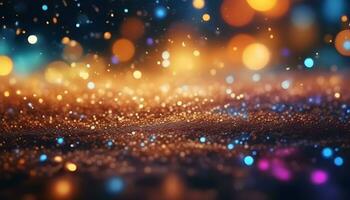 AI generated abstract bokeh background with lights and sparkles photo