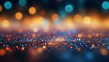 AI generated abstract bokeh lights background with sparkles photo