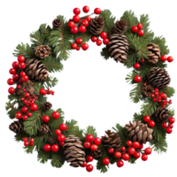 AI generated christmas garland with pine isolated on transparent background png