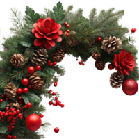 AI generated christmas garland with pine isolated on transparent background png