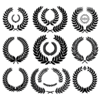 AI generated laurel wreathes set solated on transparent background png