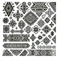 AI generated geometric tribal elements isolated on transparent background png