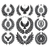 AI generated laurel wreathes set solated on transparent background png