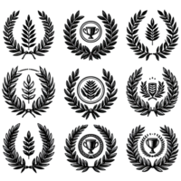 AI generated laurel wreathes set solated on transparent background png