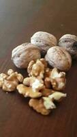 View of peeled and unpeeled walnuts video