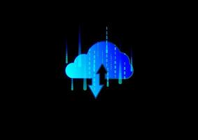 Cloud data storage concept. Cloud computing with binary numbers on a black background. Digital data server technology. Internet communication. vector