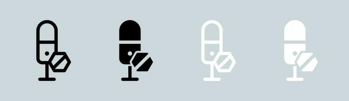 Off mic icon set in black and white. Microphone signs vector illustration.
