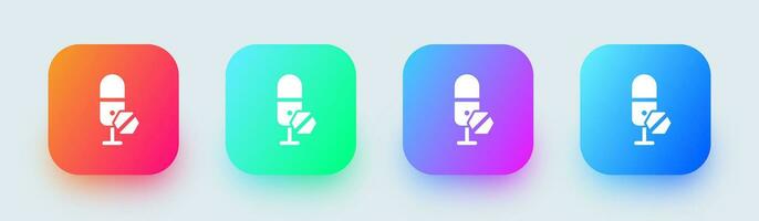 Off mic solid icon in square gradient colors. Microphone signs vector illustration.