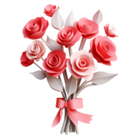 AI generated Cute floral flowers tied with ribbon, 3d design. Suitable for Valentine, design elements and events png