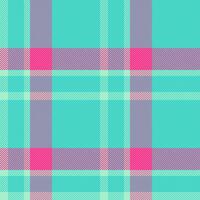 Brazil fabric pattern check, finish background plaid seamless. Christmas ornament textile tartan vector texture in teal and pink colors.