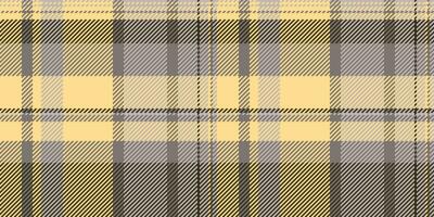 Crease fabric vector plaid, size texture pattern tartan. Inspiration check background seamless textile in grey and amber colors.