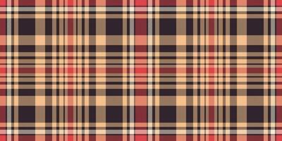 Sewing seamless fabric vector, bold tartan pattern texture. Customizable check background plaid textile in dark and orange colors. vector