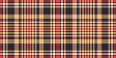 Sewing seamless fabric vector, bold tartan pattern texture. Customizable check background plaid textile in dark and orange colors. vector