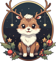 AI generated Cute Deer with Christmas Decoration Sticker png