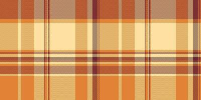 British textile tartan plaid, layered vector texture background. Flannel fabric pattern seamless check in orange and amber colors.