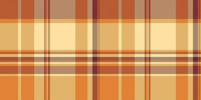 British textile tartan plaid, layered vector texture background. Flannel fabric pattern seamless check in orange and amber colors.