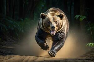 AI generated Bear's attack, Realistic images of wild animal attacks photo